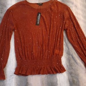 Burgundy sheer sparkle shirt